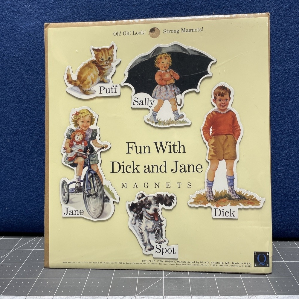 "Fun‎ With Dick & Jane" 5 Magnets by Blue Q Spot Puff Sally Sealed in Package